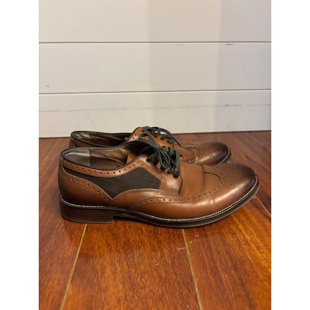 Johnston Murphy J&M Oxford Brown Leather Wingtip Brogue Lace Up Shoes Size 8